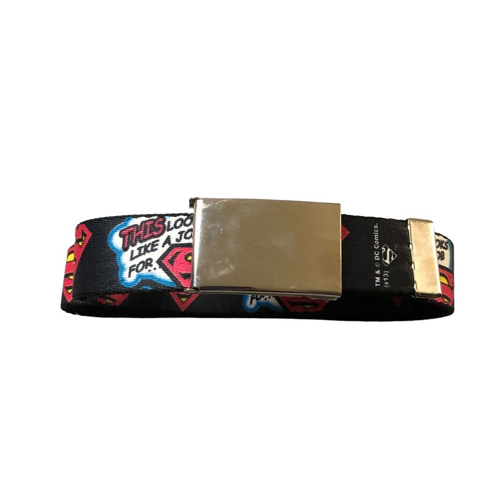 Superman DC Comics Belt, Buckle Down Web Belt, Adjustable, Seat Belt Style SZ 13